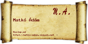 Matkó Ádám névjegykártya